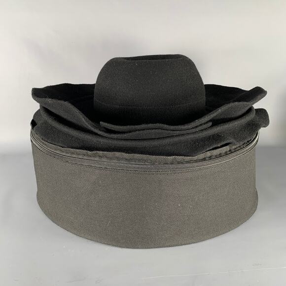 COMME des GARCONS AW18 Size M Black Wool Layered Brim Felt Hat - Picture 7 of 7